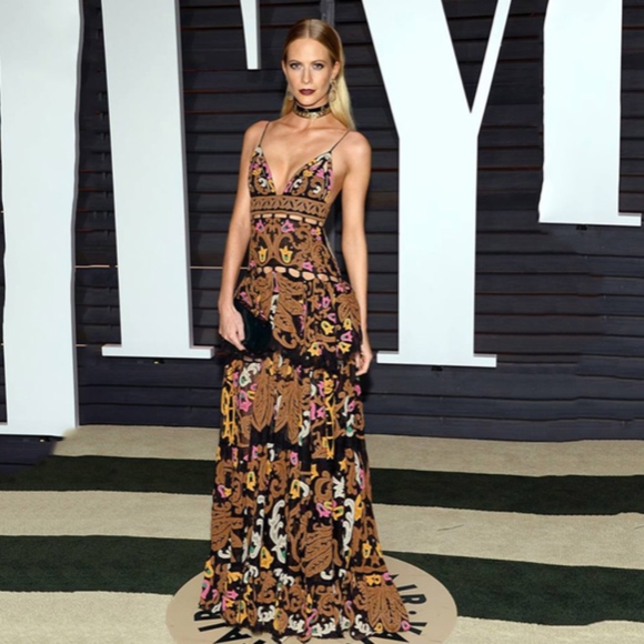 🍒 BROWN MAXI DRESS LONG FLOWER BOHO FLORAL THICK - Picture 7 of 8